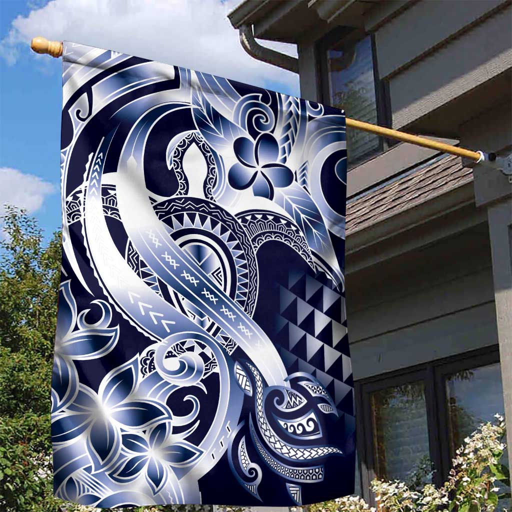 Aloha Blue Tribal Honu Tattoo Garden Flag