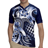 Aloha Blue Tribal Honu Tattoo Rugby Jersey