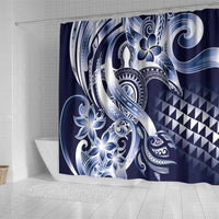 Aloha Blue Tribal Honu Tattoo Shower Curtain