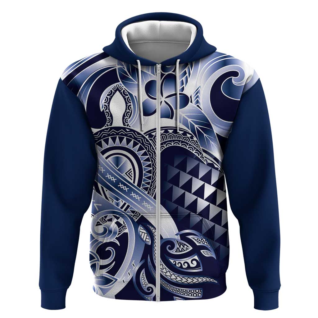 Aloha Blue Tribal Honu Tattoo Zip Hoodie