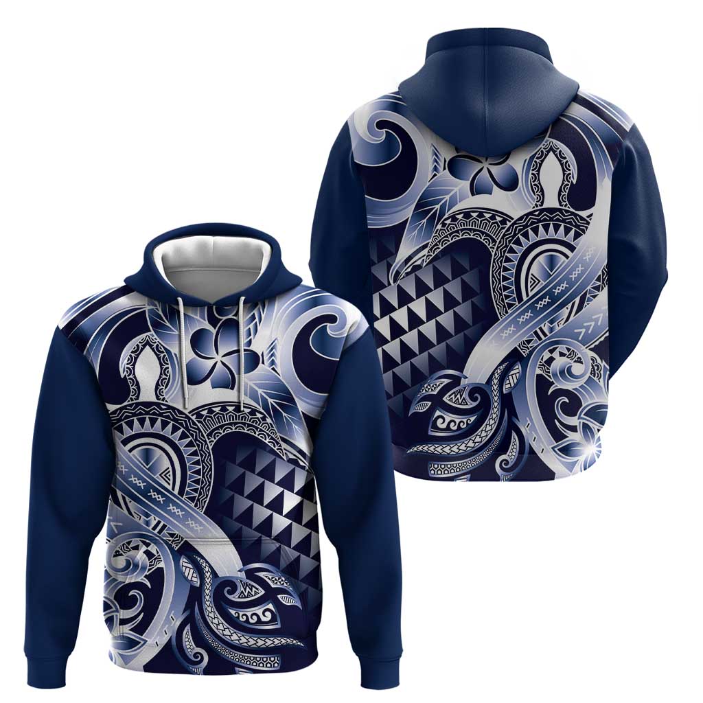 Aloha Blue Tribal Honu Tattoo Zip Hoodie
