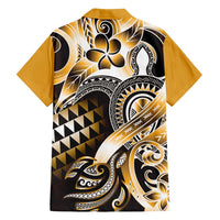 Aloha Gold Tribal Honu Tattoo Family Matching Long Sleeve Bodycon Dress and Hawaiian Shirt