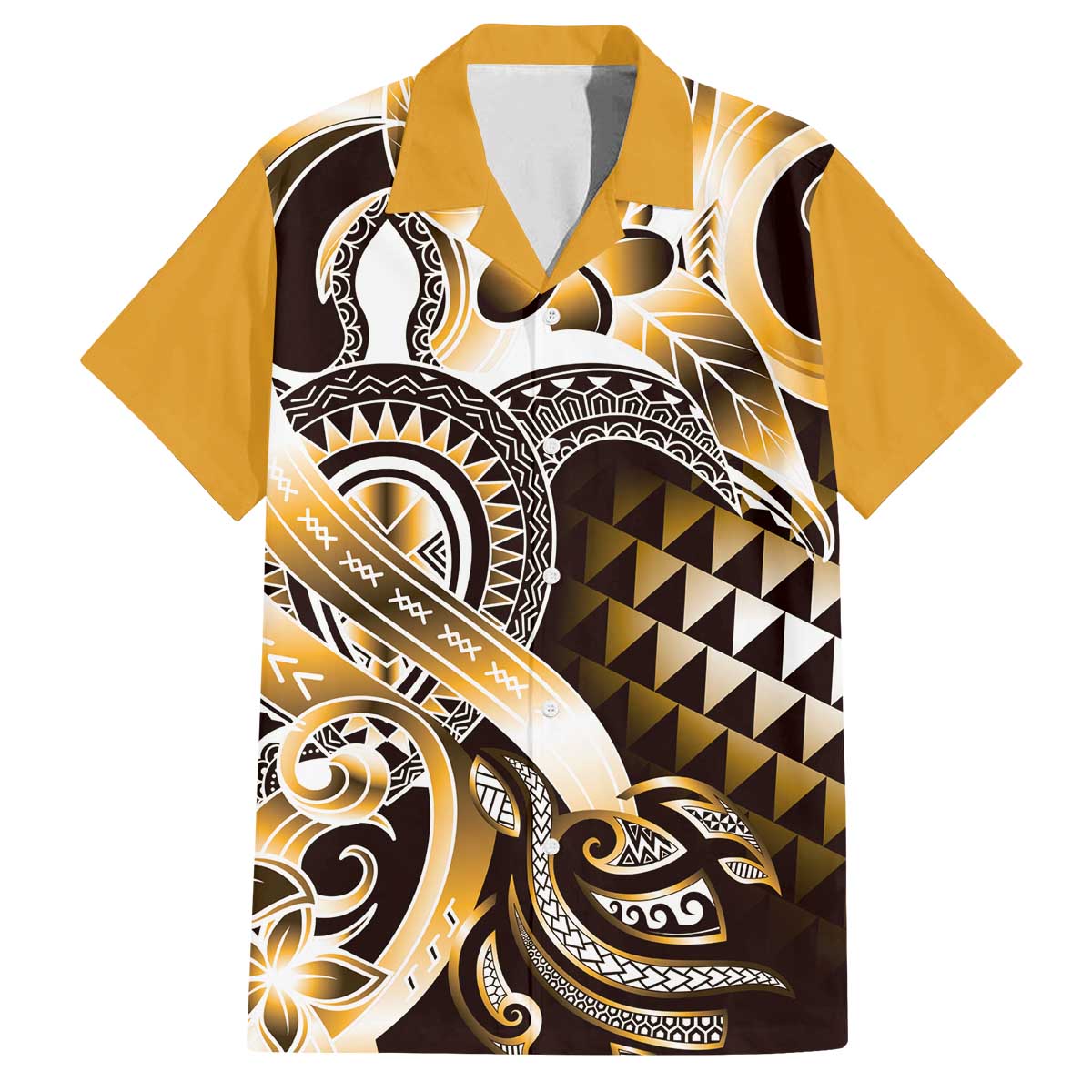 Aloha Gold Tribal Honu Tattoo Family Matching Off The Shoulder Long Sleeve Dress and Hawaiian Shirt