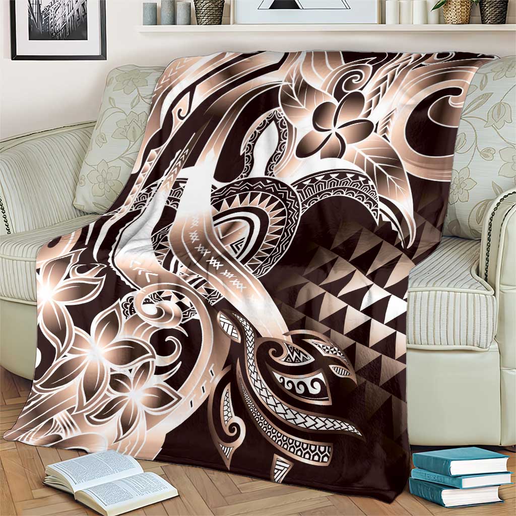 Aloha Mocha Mousse Tribal Honu Tattoo Blanket