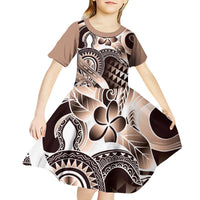 Aloha Mocha Mousse Tribal Honu Tattoo Kid Short Sleeve Dress