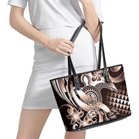 Aloha Mocha Mousse Tribal Honu Tattoo Leather Tote Bag