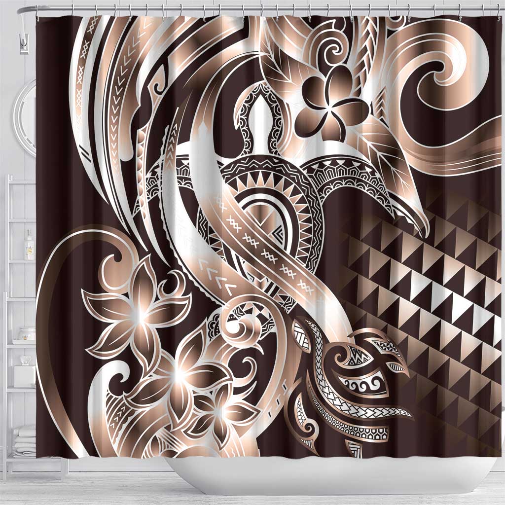 Aloha Mocha Mousse Tribal Honu Tattoo Shower Curtain