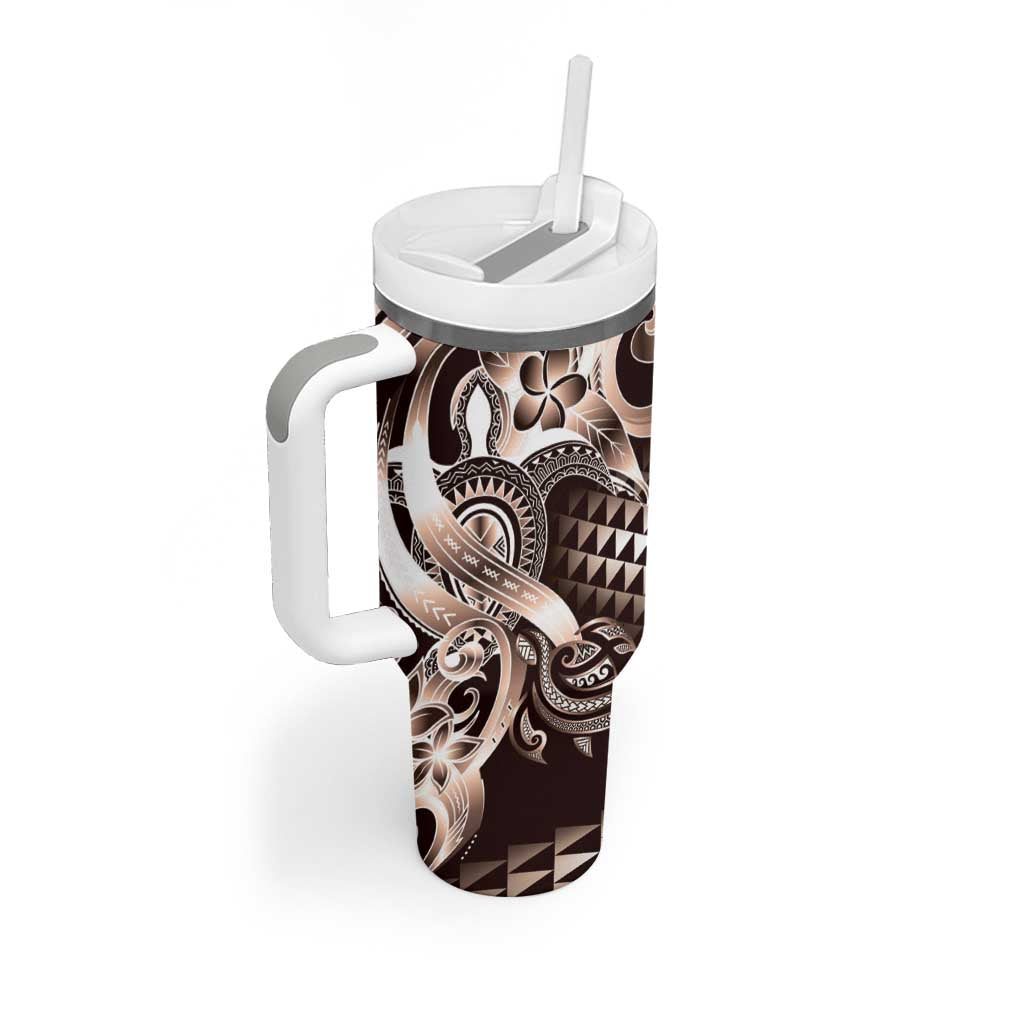 Aloha Mocha Mousse Tribal Honu Tattoo Tumbler With Handle