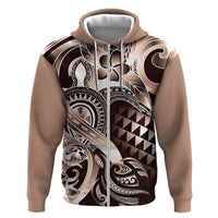 Aloha Mocha Mousse Tribal Honu Tattoo Zip Hoodie