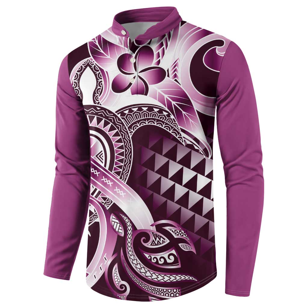 Aloha Pink Tribal Honu Tattoo Button Sweatshirt