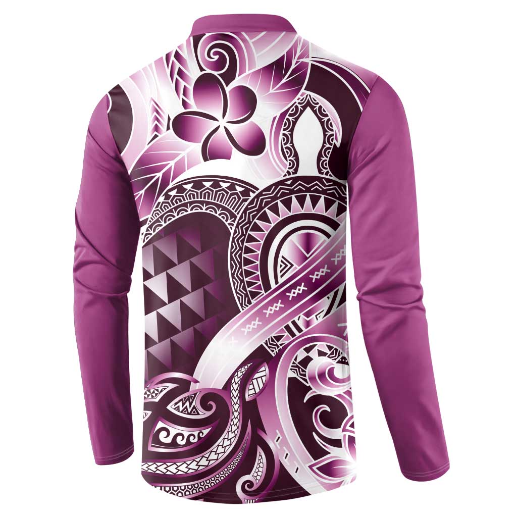 Aloha Pink Tribal Honu Tattoo Button Sweatshirt
