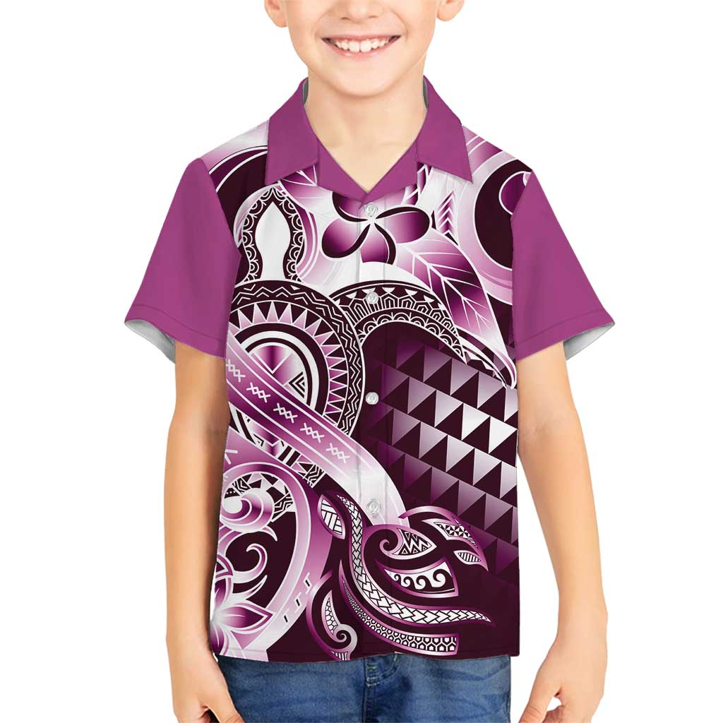 Aloha Pink Tribal Honu Tattoo Family Matching Long Sleeve Bodycon Dress and Hawaiian Shirt