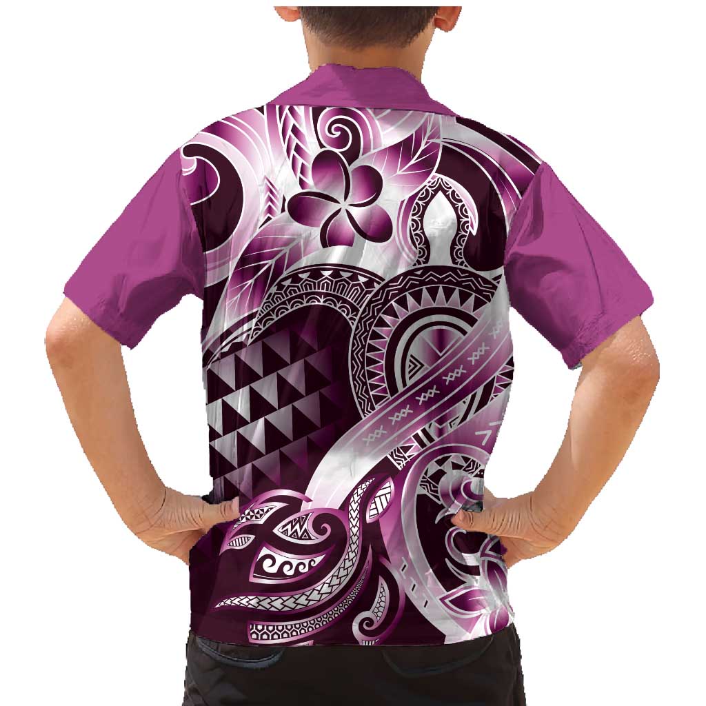 Aloha Pink Tribal Honu Tattoo Family Matching Mermaid Dress and Hawaiian Shirt