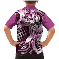 Aloha Pink Tribal Honu Tattoo Family Matching Mermaid Dress and Hawaiian Shirt