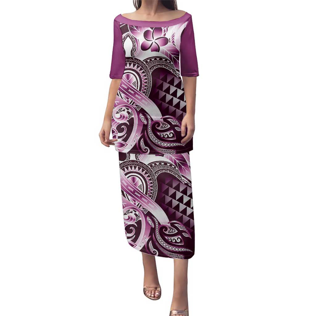 Aloha Pink Tribal Honu Tattoo Family Matching Puletasi and Hawaiian Shirt