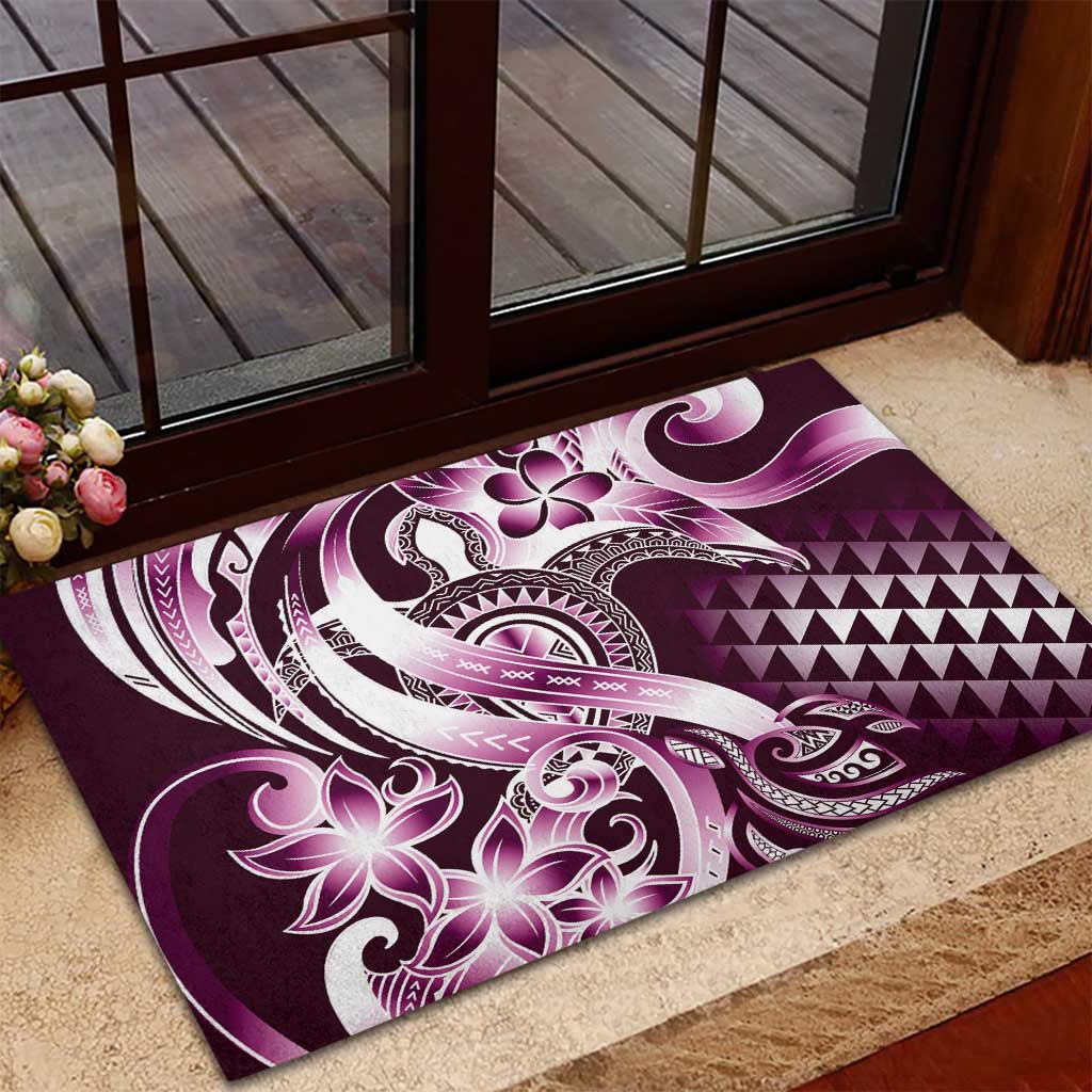 Aloha Pink Tribal Honu Tattoo Rubber Doormat