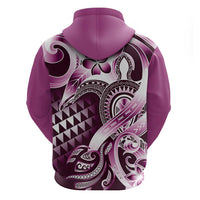 Aloha Pink Tribal Honu Tattoo Zip Hoodie