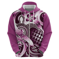 Aloha Pink Tribal Honu Tattoo Zip Hoodie