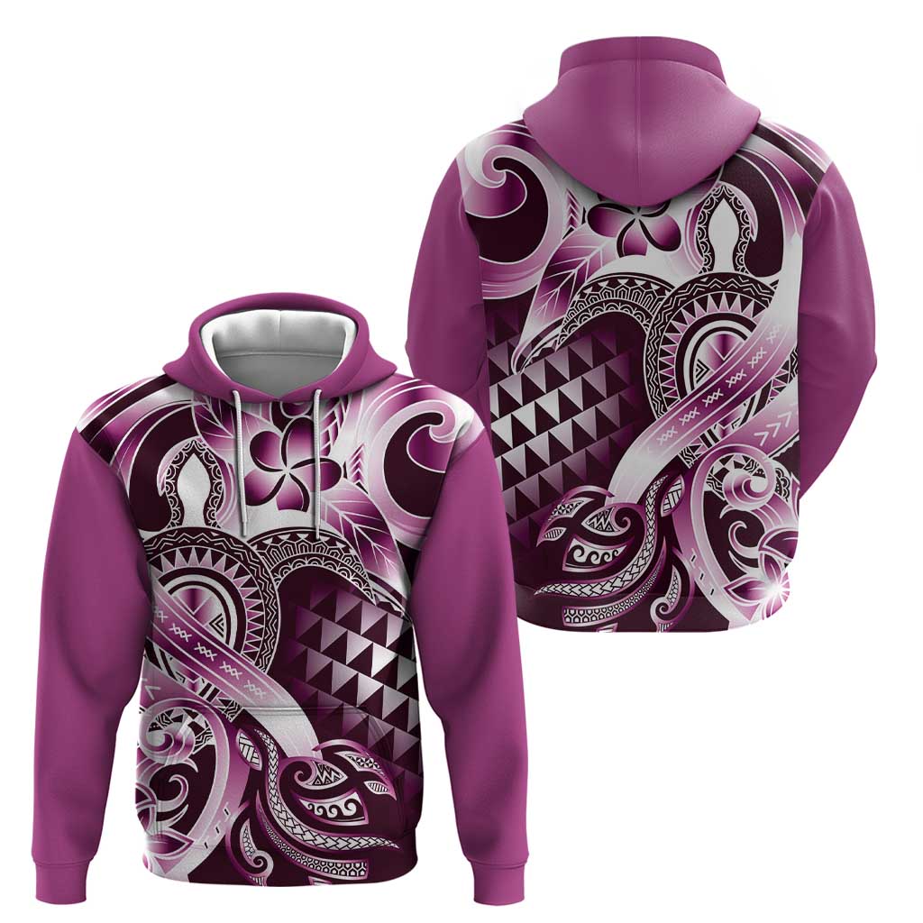 Aloha Pink Tribal Honu Tattoo Zip Hoodie