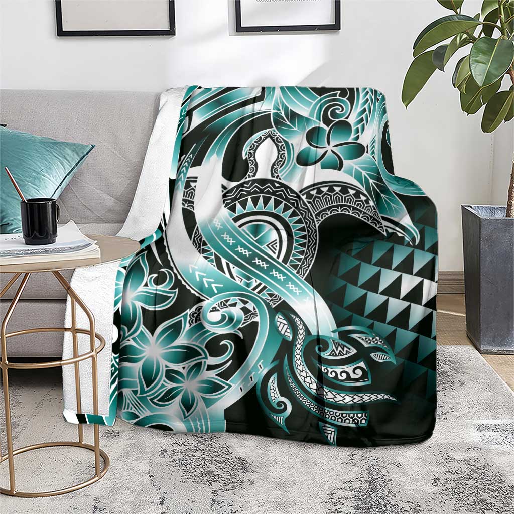 Aloha Turquoise Tribal Honu Tattoo Blanket