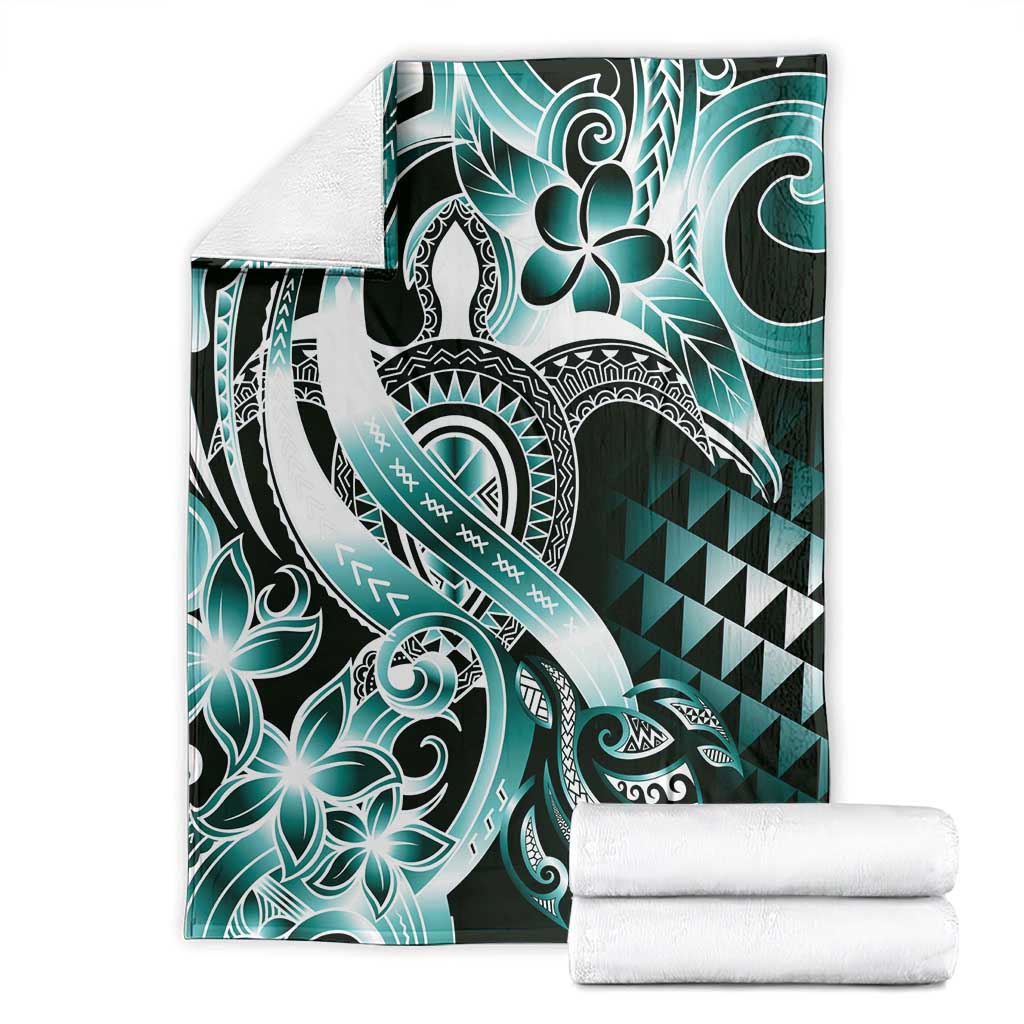 Aloha Turquoise Tribal Honu Tattoo Blanket