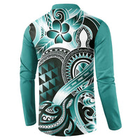Aloha Turquoise Tribal Honu Tattoo Button Sweatshirt