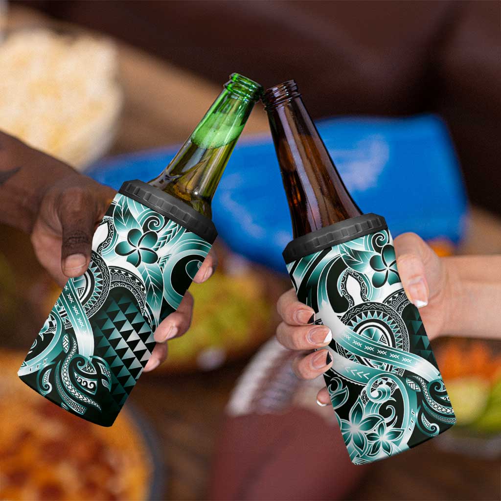 Aloha Turquoise Tribal Honu Tattoo 4 in 1 Can Cooler Tumbler