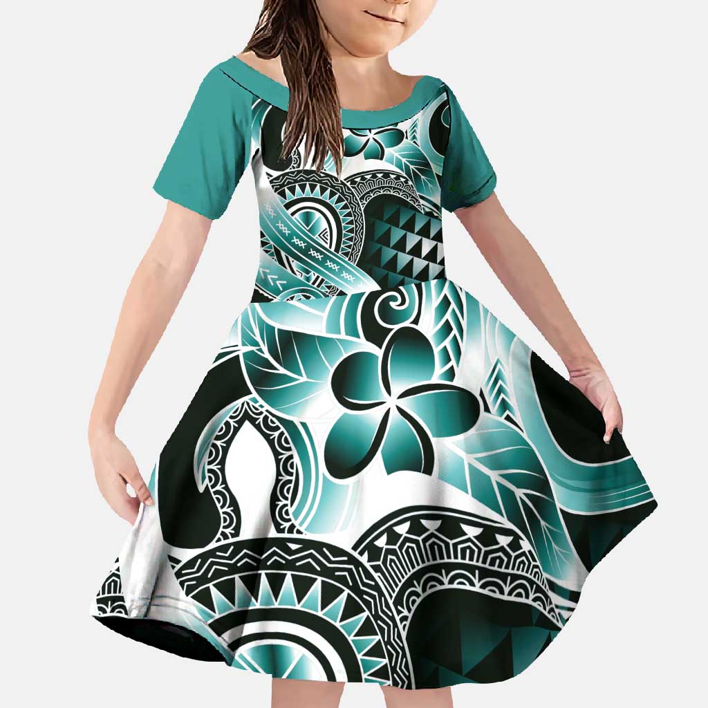 Aloha Turquoise Tribal Honu Tattoo Family Matching Tank Maxi Dress and Hawaiian Shirt