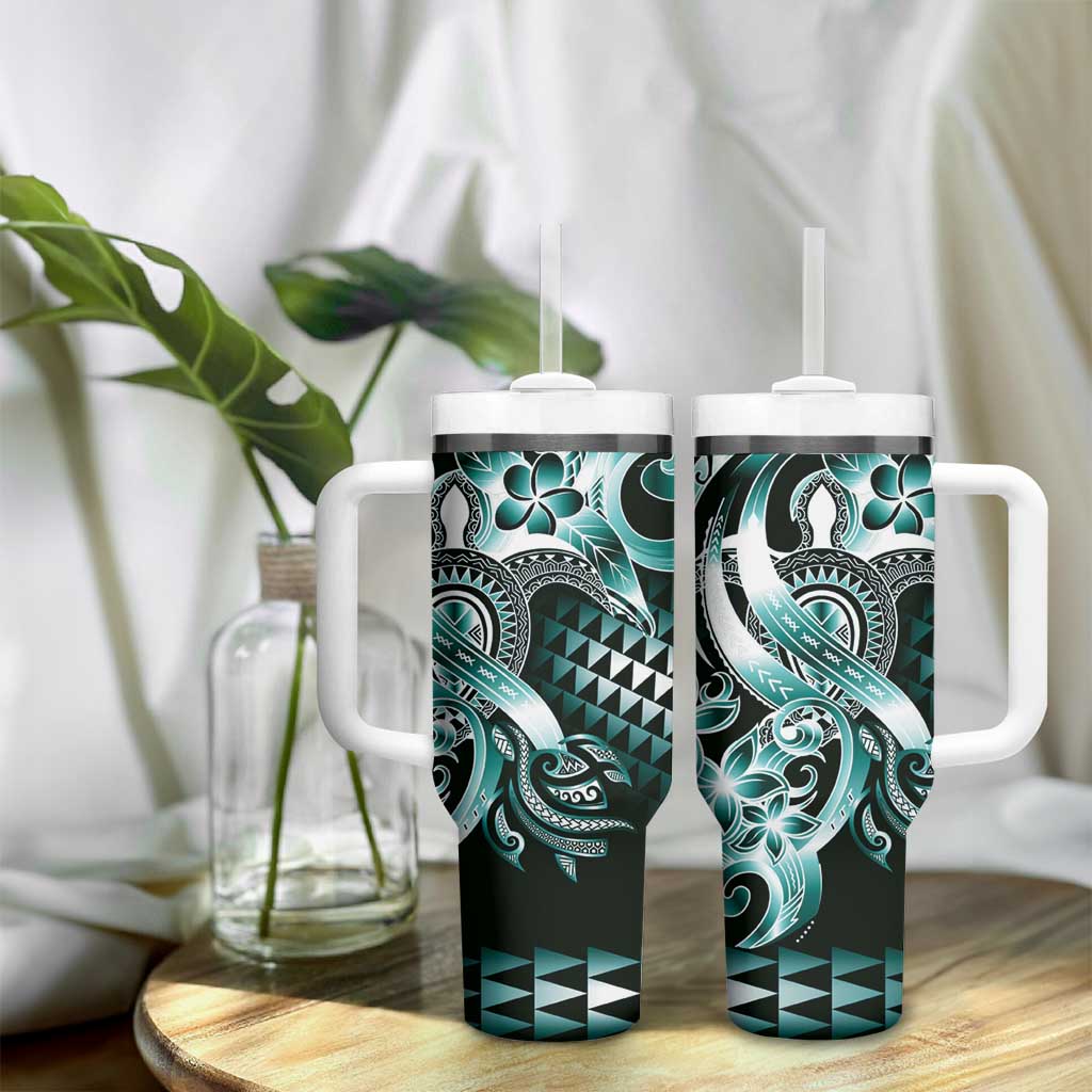 Aloha Turquoise Tribal Honu Tattoo Tumbler With Handle