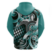 Aloha Turquoise Tribal Honu Tattoo Zip Hoodie