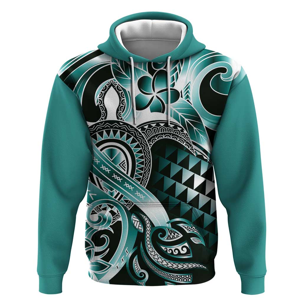 Aloha Turquoise Tribal Honu Tattoo Zip Hoodie