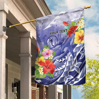Personalised Chuuk States Humpback Whale Garden Flag Polynesian Tropical Flowers LT9 House Flag Blue - Polynesian Pride