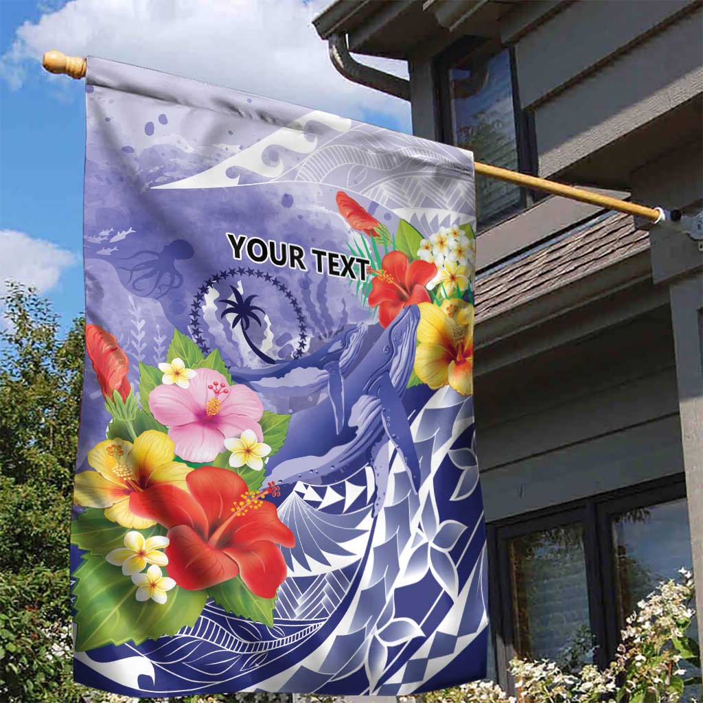 Personalised Chuuk States Humpback Whale Garden Flag Polynesian Tropical Flowers LT9 - Polynesian Pride
