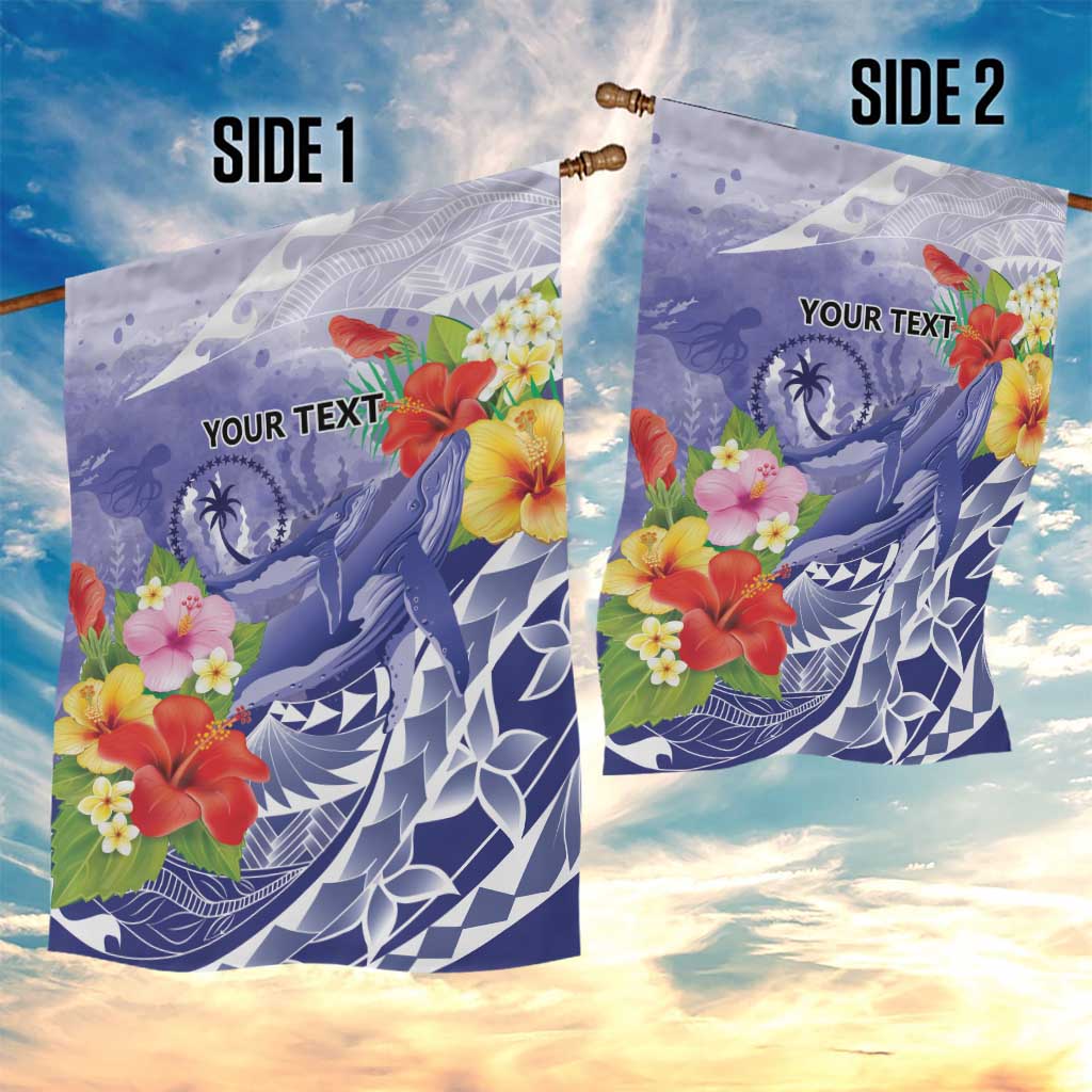 Personalised Chuuk States Humpback Whale Garden Flag Polynesian Tropical Flowers LT9 - Polynesian Pride