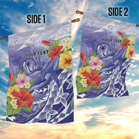 Personalised Chuuk States Humpback Whale Garden Flag Polynesian Tropical Flowers LT9 - Polynesian Pride