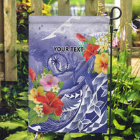 Personalised Chuuk States Humpback Whale Garden Flag Polynesian Tropical Flowers LT9 Garden Flag Blue - Polynesian Pride
