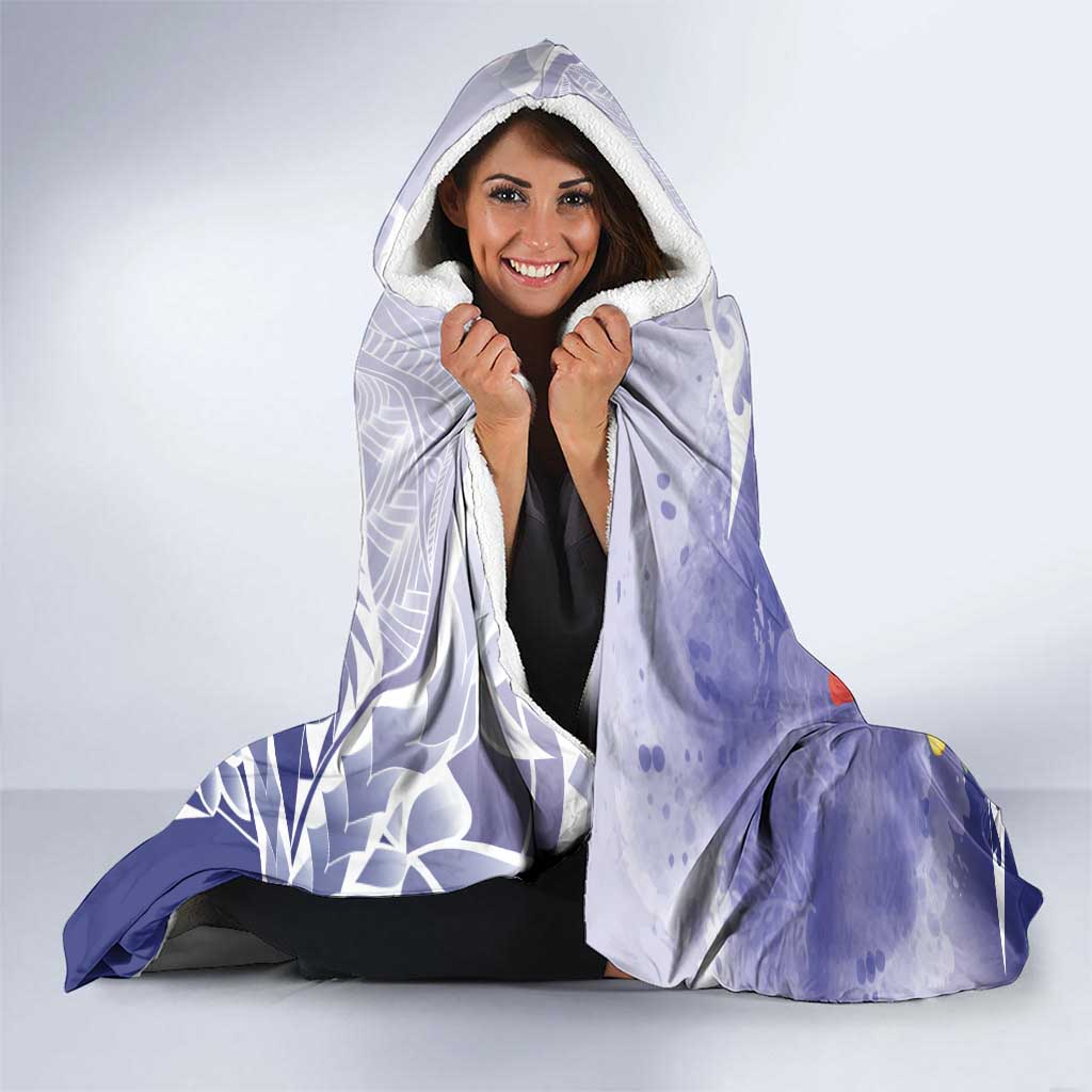 Personalised Chuuk States Humpback Whale Hooded Blanket Polynesian Tropical Flowers LT9 - Polynesian Pride