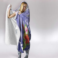 Personalised Chuuk States Humpback Whale Hooded Blanket Polynesian Tropical Flowers LT9 - Polynesian Pride