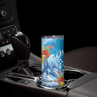 Personalised Kosrae States Humpback Whale Skinny Tumbler Polynesian Tropical Flowers