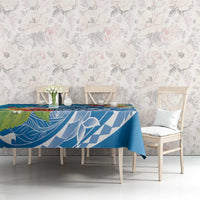 Personalised Kosrae States Humpback Whale Tablecloth Polynesian Tropical Flowers
