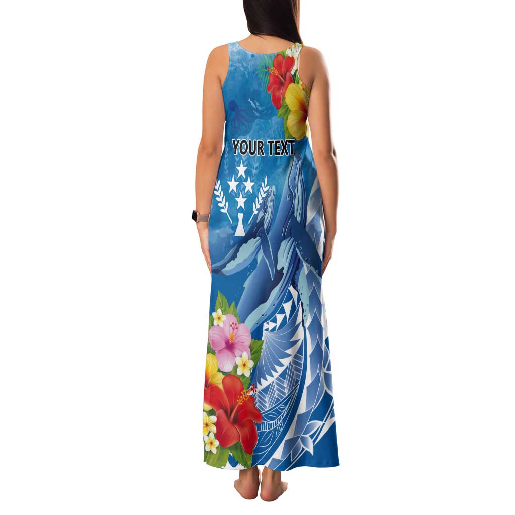 Personalised Kosrae States Humpback Whale Tank Maxi Dress Polynesian Tropical Flowers
