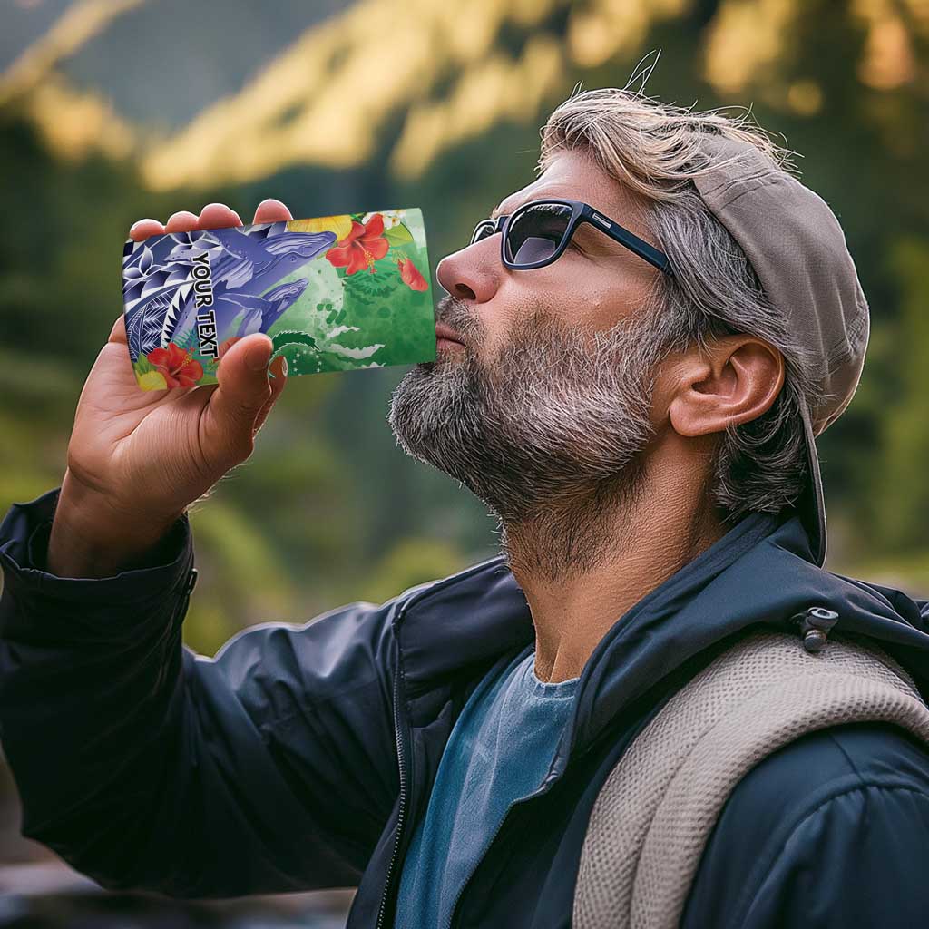 Personalised Pohnpei States Humpback Whale 4 in 1 Can Cooler Tumbler Polynesian Tropical Flowers