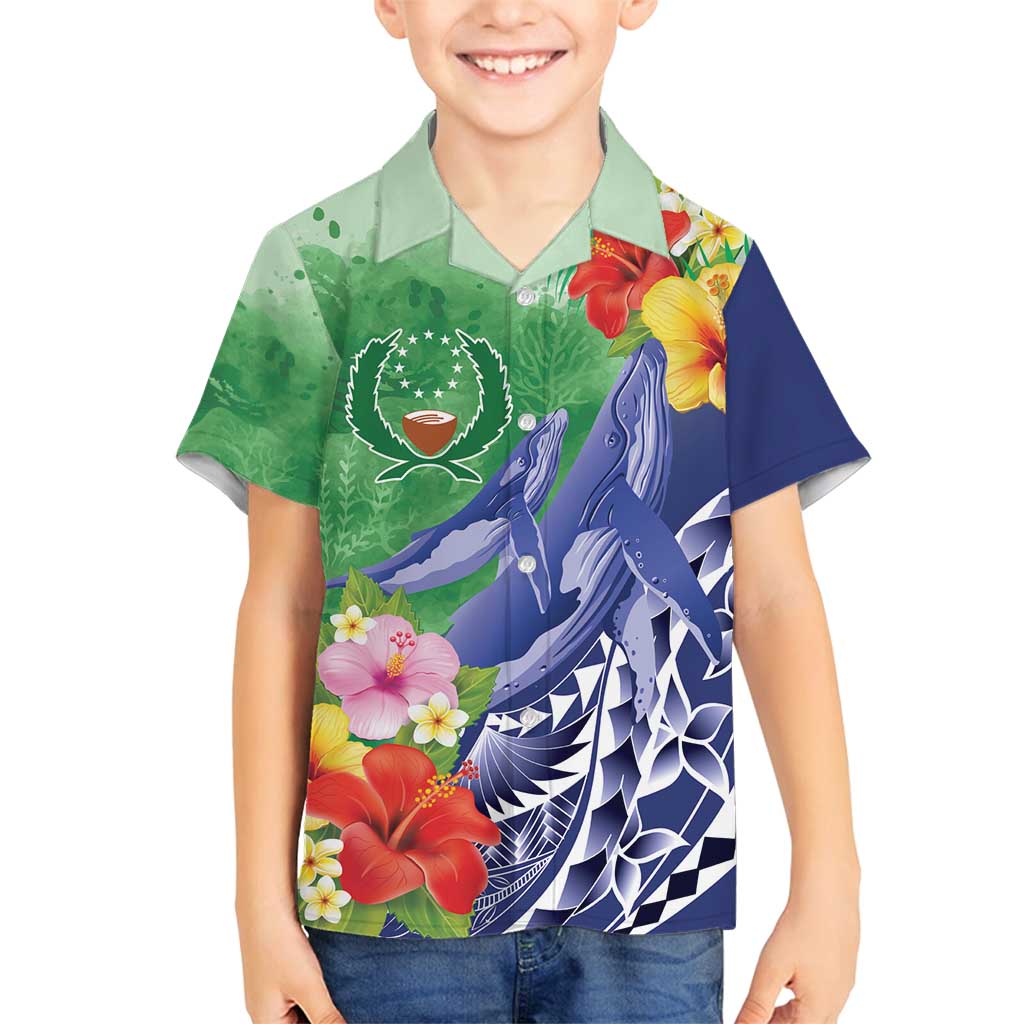Personalised Pohnpei States Humpback Whale Family Matching Summer Maxi Dress and Hawaiian Shirt Polynesian Tropical Flowers