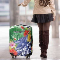Personalised Pohnpei States Humpback Whale Luggage Cover Polynesian Tropical Flowers