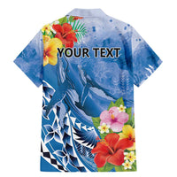 Personalised Yap States Humpback Whale Family Matching Mermaid Dress and Hawaiian Shirt Polynesian Tropical Flowers