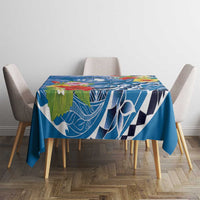 Personalised Yap States Humpback Whale Tablecloth Polynesian Tropical Flowers