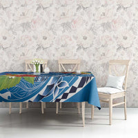 Personalised Yap States Humpback Whale Tablecloth Polynesian Tropical Flowers