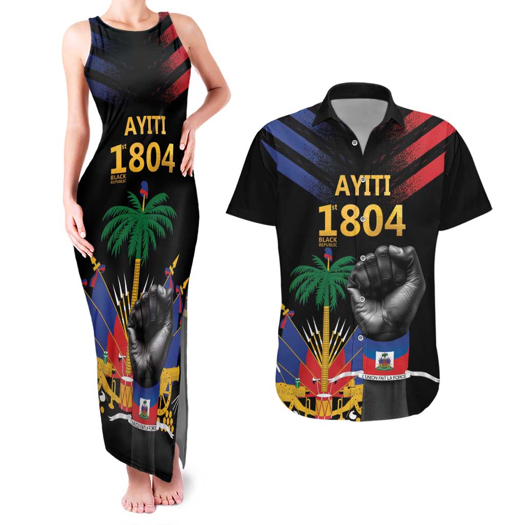 Haiti Independence Day Couples Matching Tank Maxi Dress and Hawaiian Shirt The First Black Republic Since 1804