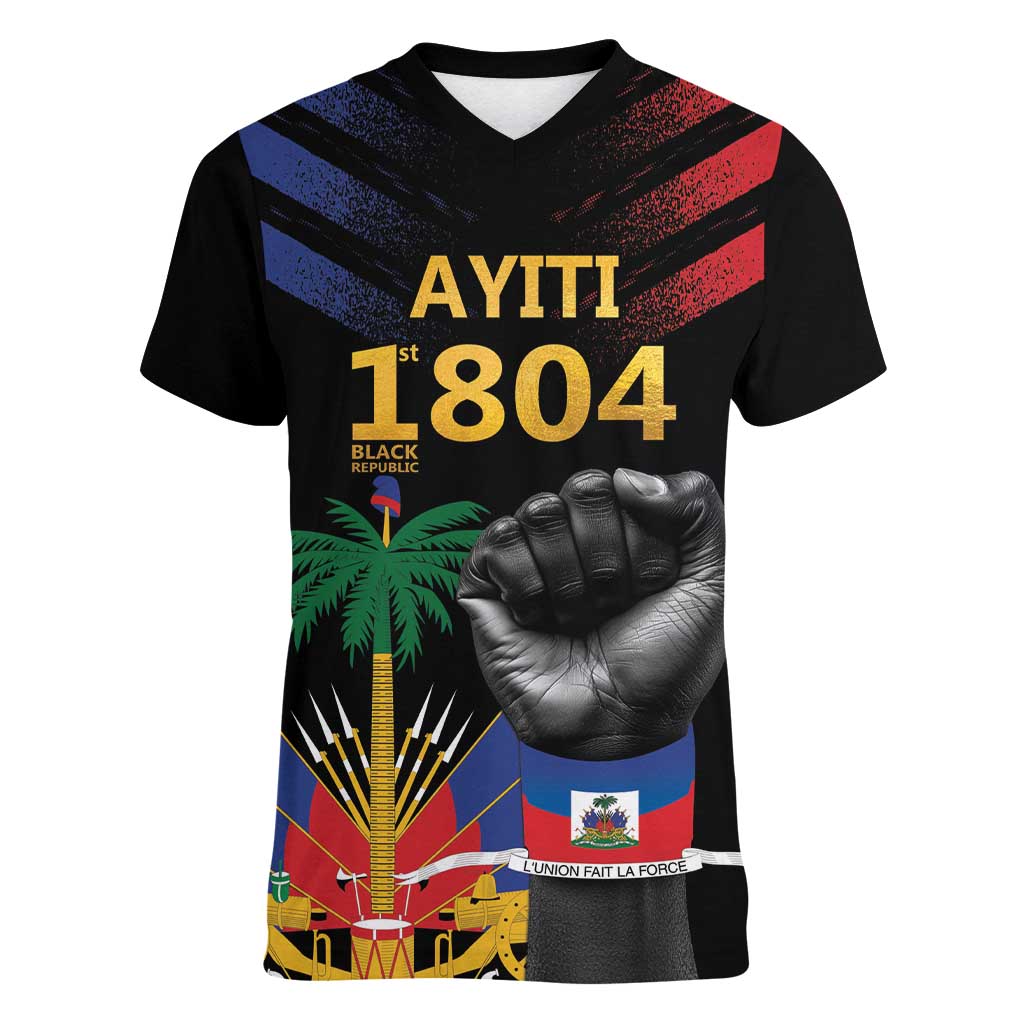 Haiti Independence Day Women V-Neck T-Shirt The First Black Republic Since 1804