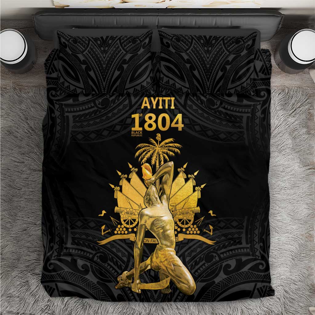 Haitian Negre Marron 1804 Bedding Set Black Polynesian Pattern